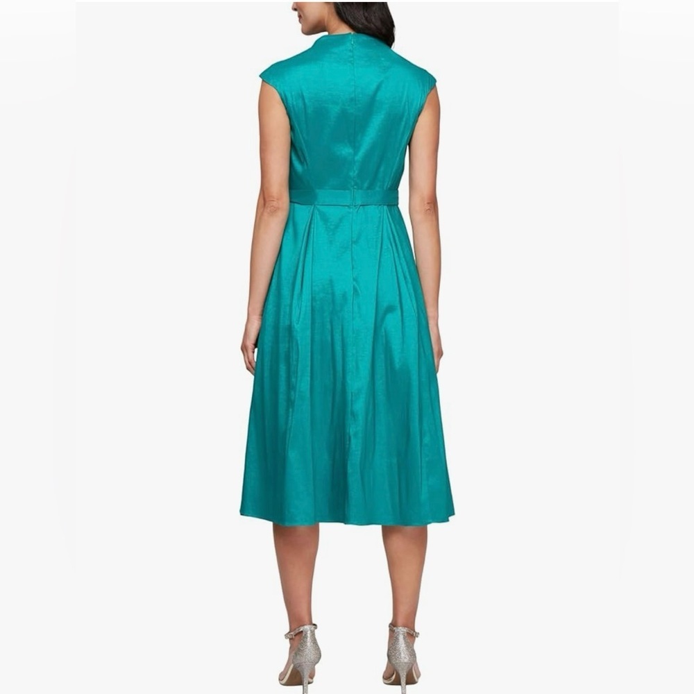 Alex Evenings Stretch Taggeta Cocktail Dress Size 8 Hot Teal - Picture 2 of 6